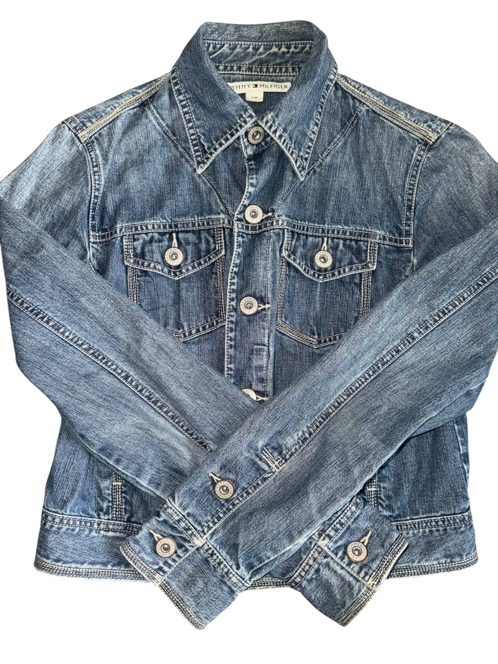 Tommy Hilfiger Women’s Denim Jacket Small Classic Blue Jean Trucker Coat
